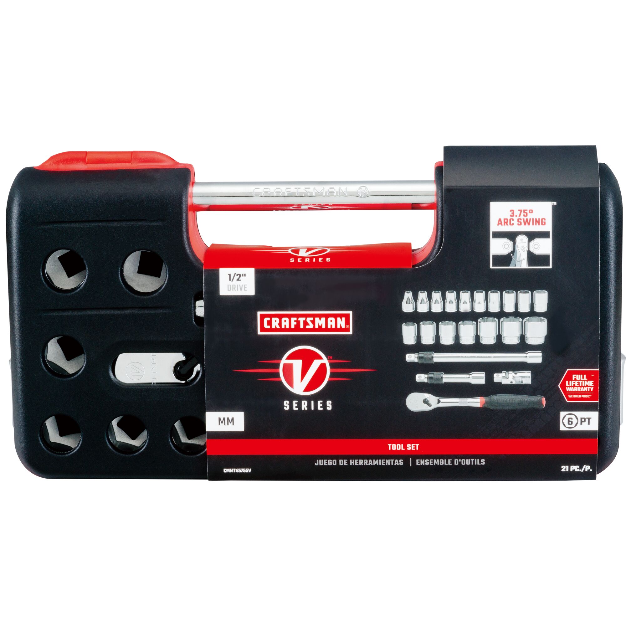 CRAFTSMAN V-Series 21-Piece Metric 1/2-in Drive 6-point Set Shallow Socket Set