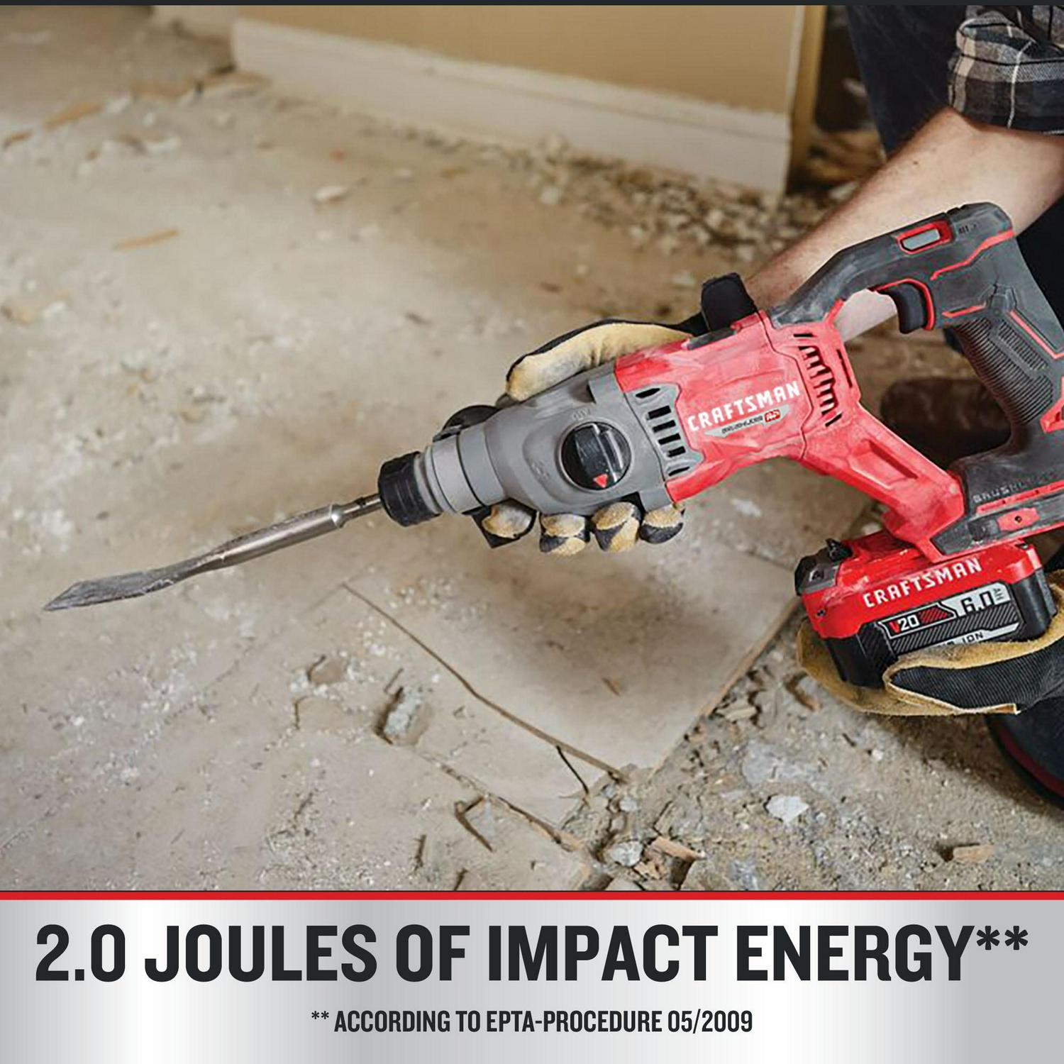 CRAFTSMAN V20 RP 20-volt Max 1-in Sds-plus Variable Speed Cordless Rotary Hammer Drill (Bare Tool)