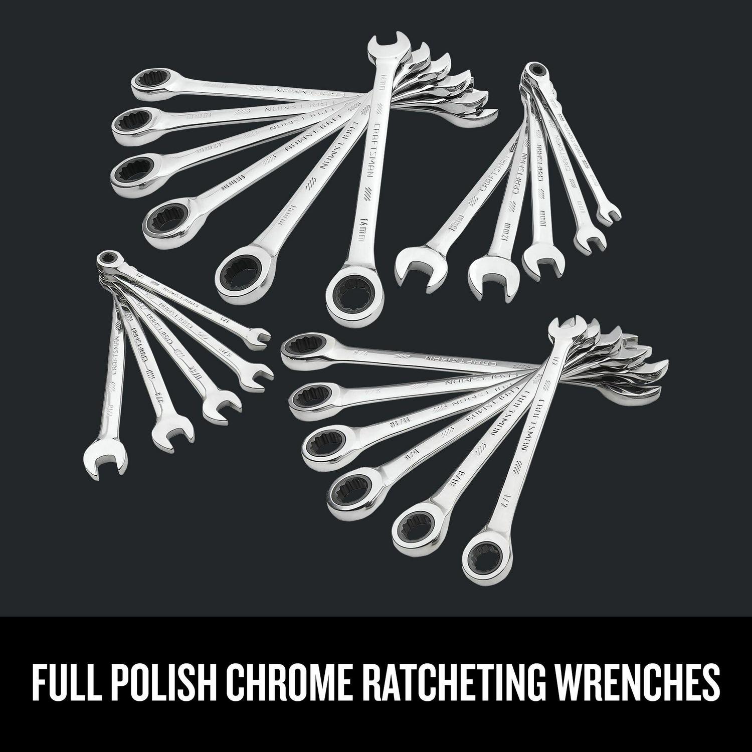 CRAFTSMAN 298-Piece Standard (SAE) and Metric Combination Polished Chrome Mechanics Tool Set