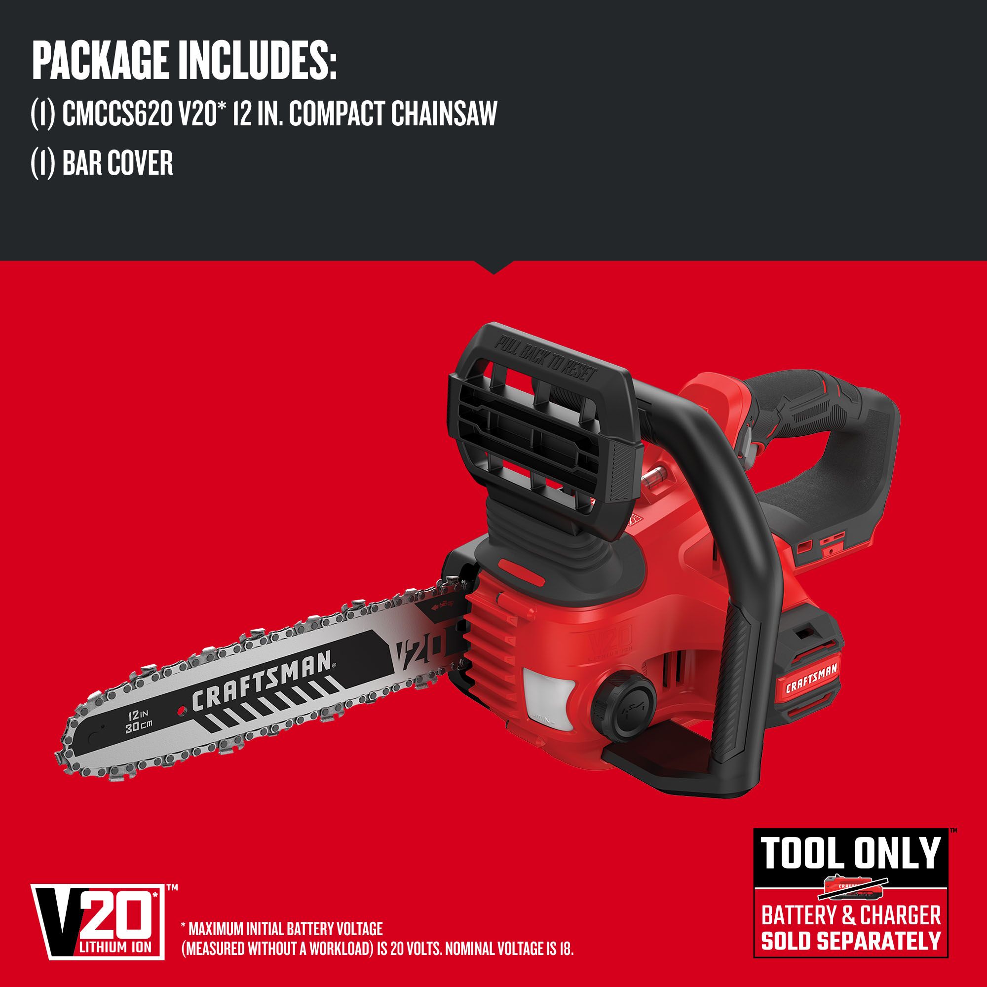 CRAFTSMAN V20 20-volt 10-in Battery Chainsaw (Battery and Charger Not Included)