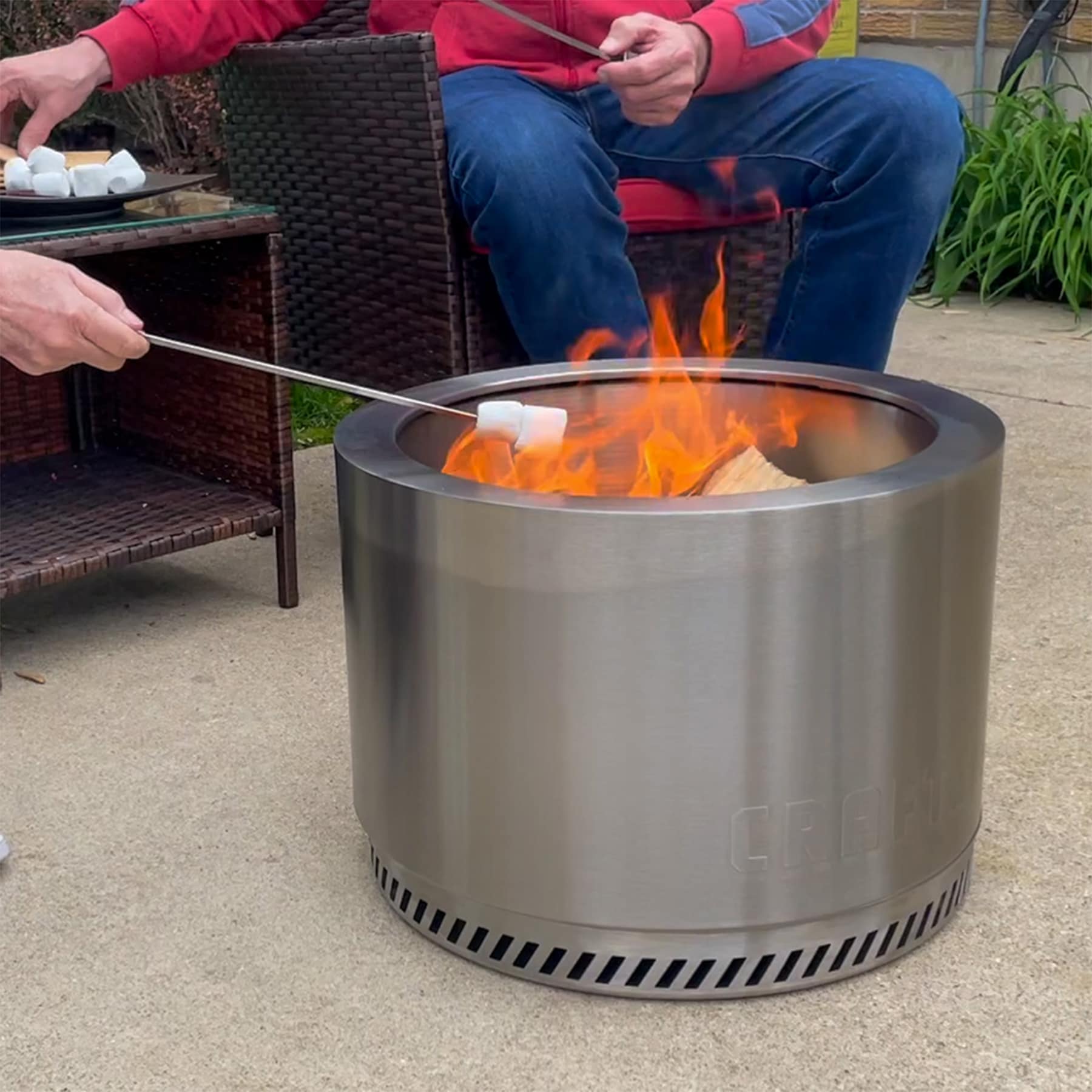 CRAFTSMAN Smokeless 19.5-in W Stainless Steel Wood-Burning Fire Pit