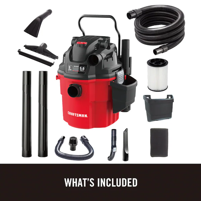CRAFTSMAN Remote Control 5-Gallons 5-HP Corded Wet/Dry Shop Vacuum with Accessories Included