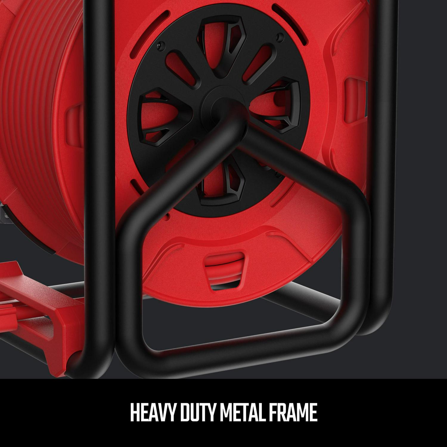 CRAFTSMAN Heavy Duty Retractable Extension Cord, 100 Ft with 4 Outlets- 14awg Sjtw Cable- Outdoor Power Cord Reel