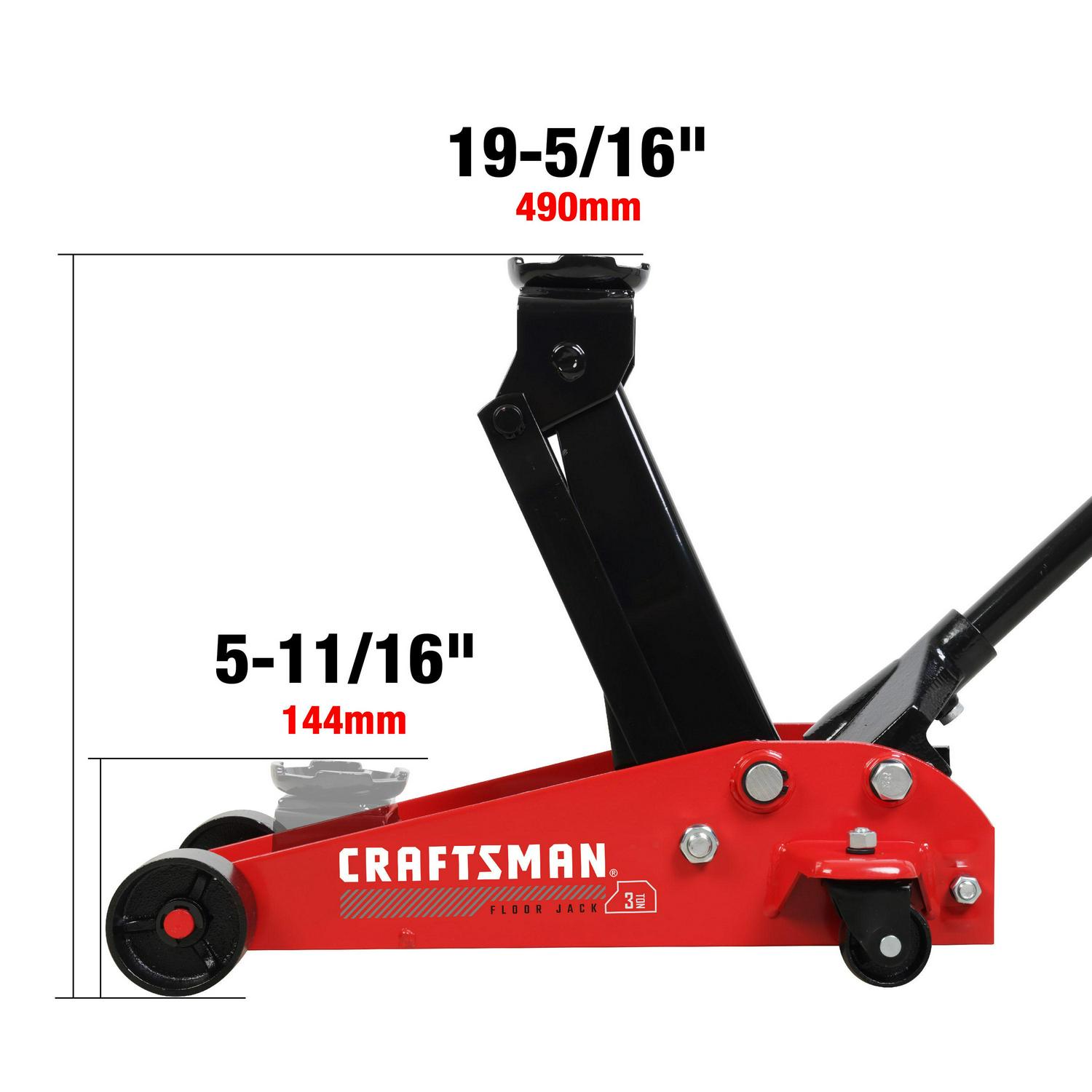CRAFTSMAN Black 3-Ton Steel Hydraulic Floor Jack