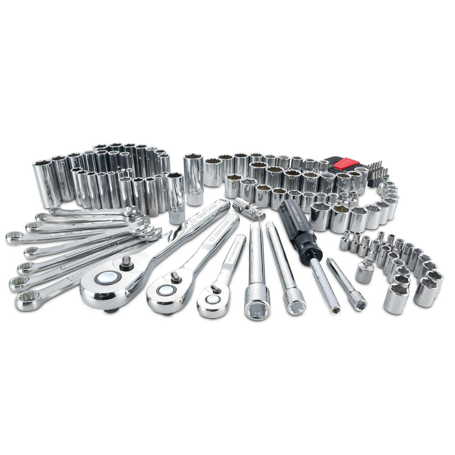 CRAFTSMAN 135-Piece Standard (SAE) and Metric Polished Chrome Mechanics Tool Set with Hard Case