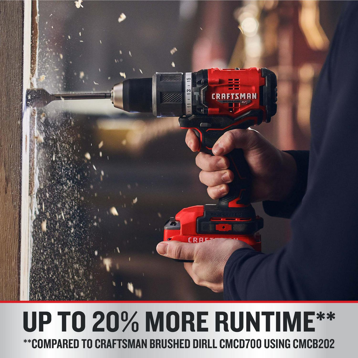 CRAFTSMAN V20 RP 1/2-in 20-volt Max Variable Speed Brushless Hybrid Cordless and Corded Hammer Drill (2-Batteries Included)