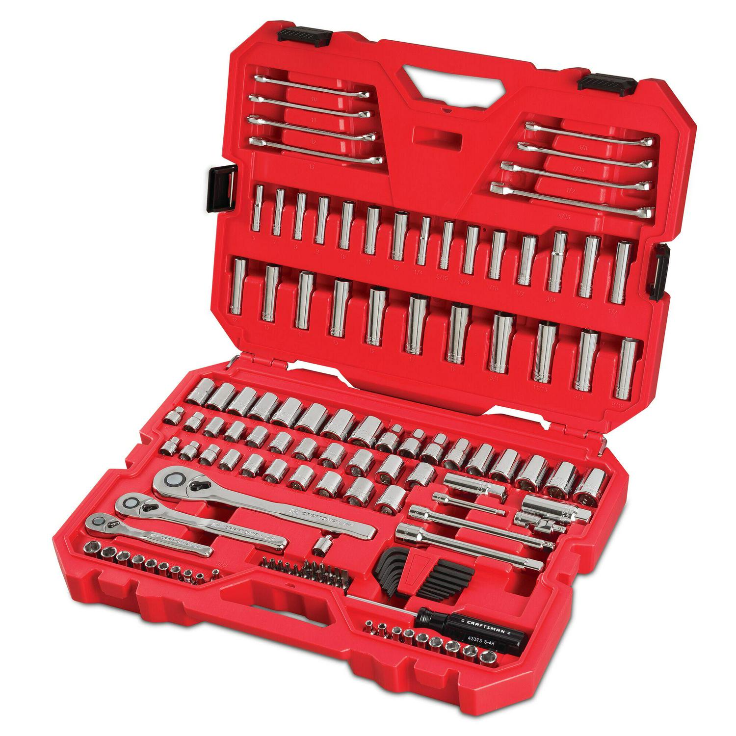 CRAFTSMAN 135-Piece Standard (SAE) and Metric Polished Chrome Mechanics Tool Set with Hard Case
