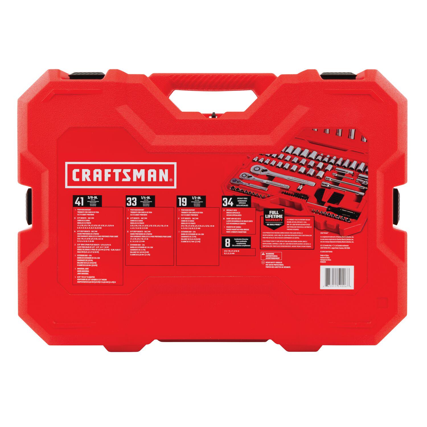 CRAFTSMAN 135-Piece Standard (SAE) and Metric Polished Chrome Mechanics Tool Set with Hard Case