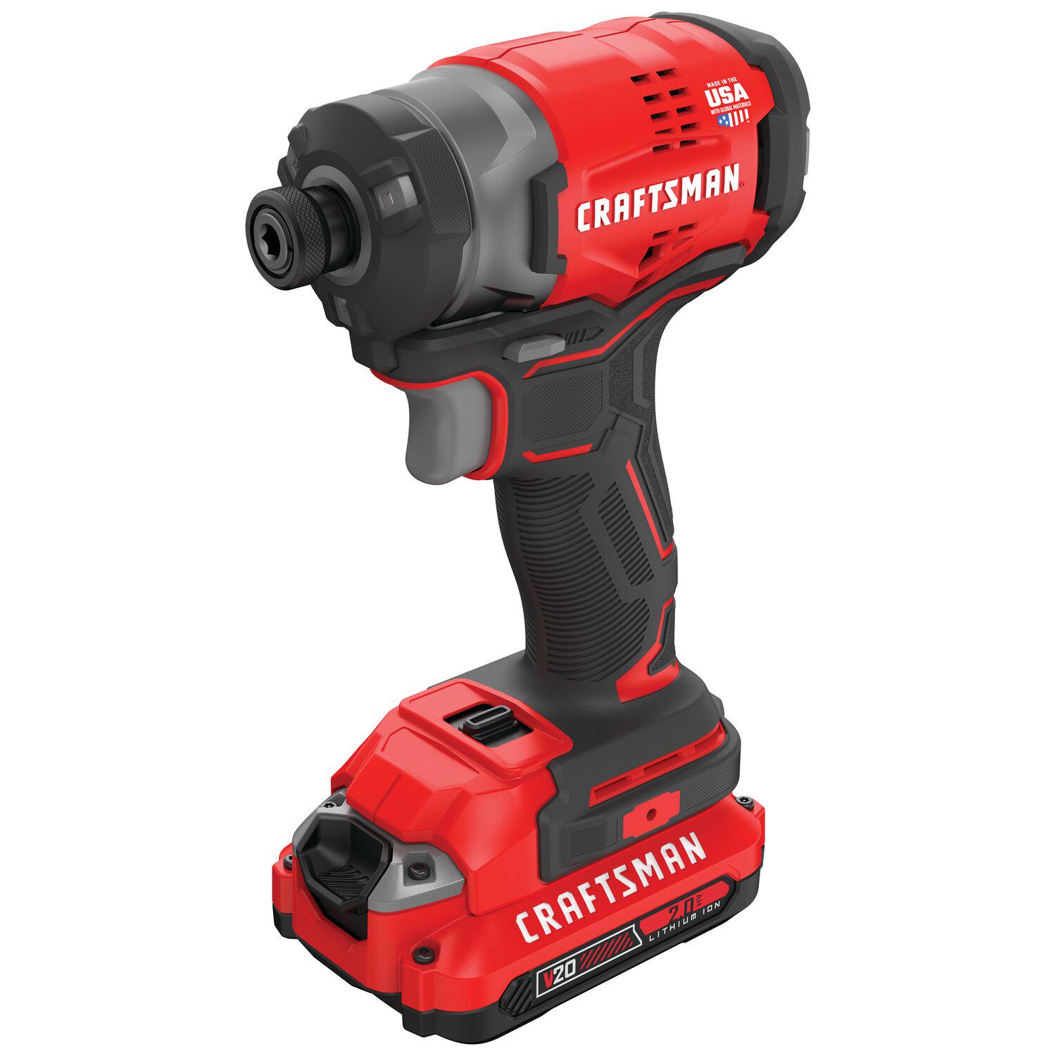 CRAFTSMAN V20 20-volt Max Brushless Cordless Impact Driver (2-Batteries Included, Charger Included and Soft Bag included)