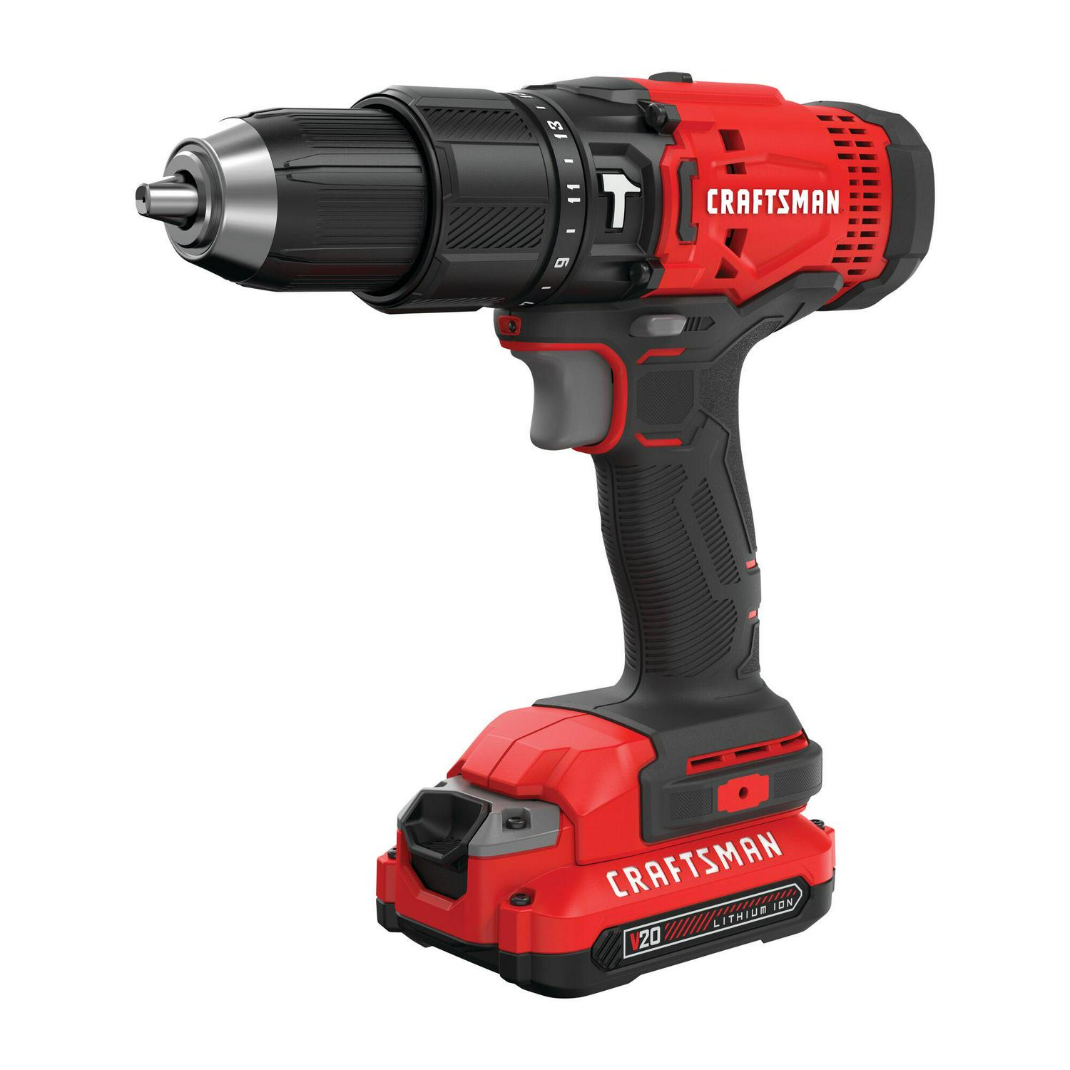 CRAFTSMAN 1/2-in 20-volt Max Variable Speed Cordless Hammer Drill (2-Batteries Included)