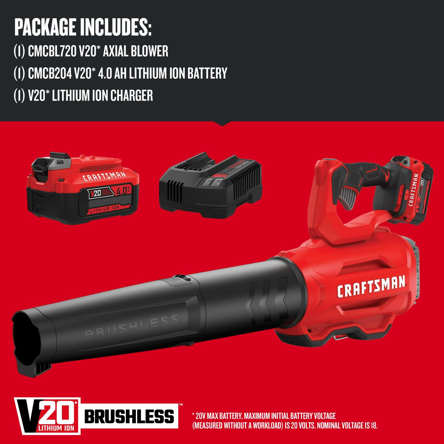 CRAFTSMAN V20 20-volt Max 350-CFM 100-MPH Battery Handheld Leaf Blower (Battery Included and Charger Not Included)