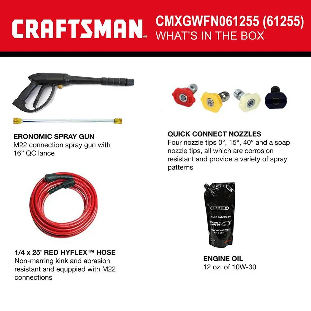 CRAFTSMAN 3100 PSI at 2.4-GPM 3100 PSI 2.4-GPM-Gallons Cold Water Gas