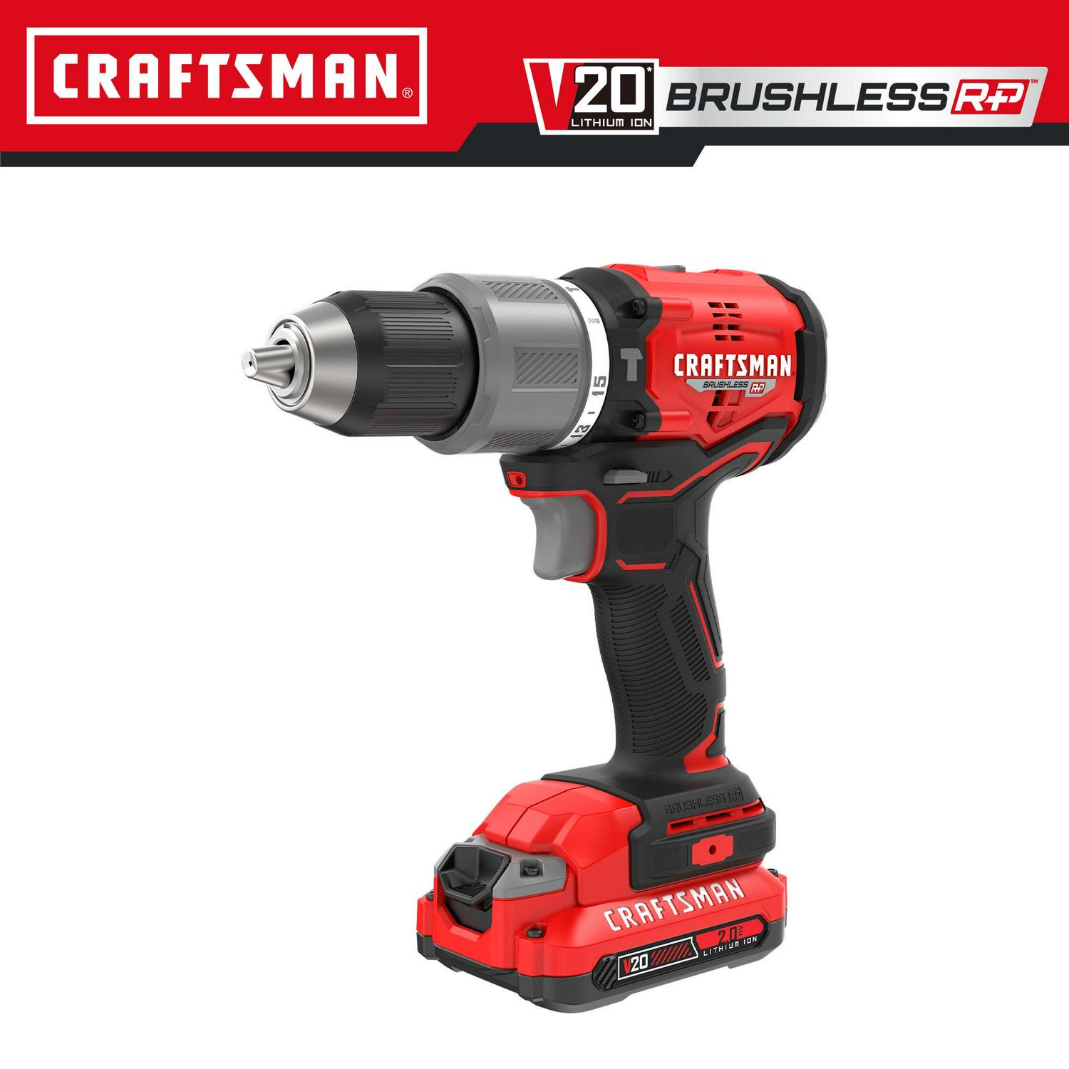 CRAFTSMAN V20 RP 1/2-in 20-volt Max Variable Speed Brushless Hybrid Cordless and Corded Hammer Drill (2-Batteries Included)