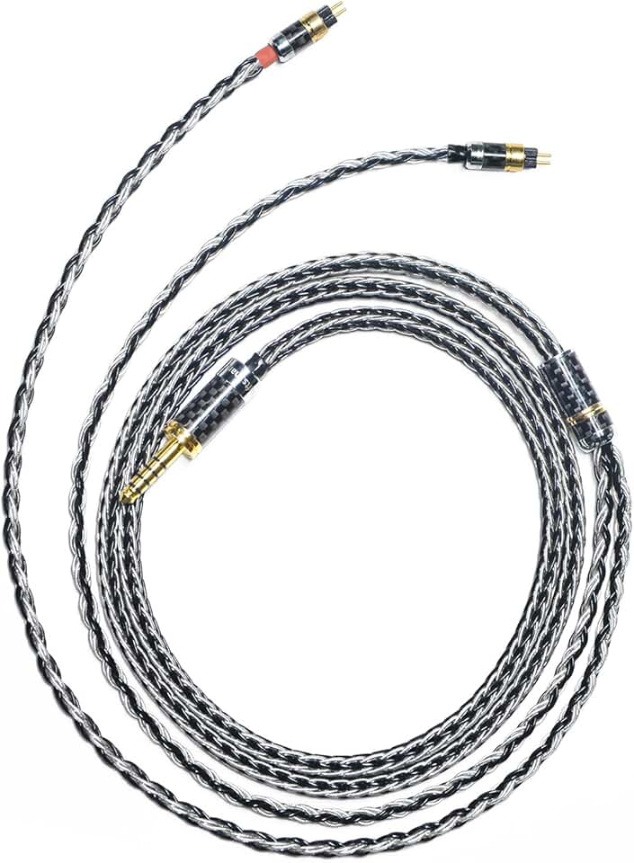 GUCraftsman 0.78mm 2Pin 7N Single Crystal Copper/Silver Mixed Earphone Cable for Audeze iSINE20 LCDi3 LCDi4 64audio a12t/u12 TIA Empire Legend X EVO Odin VISION VE3 VE4 Michelle RE2000Pro (4.4mm Plug)