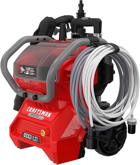 CRAFTSMAN V20 RP Cordless Pressure Washer, 1500 Max PSI, Draws from Any Water Source, Includes (2) 9Ah Batteries and Charger (CMCPW1500N2)