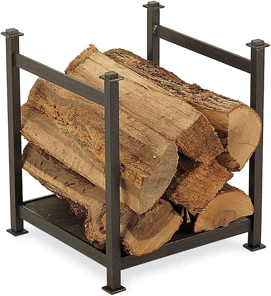 Pilgrim Home and Hearth 18529 Craftsman Wood Holder, 14″W x 16″H x 14″D 21 lbs, Vintage Iron