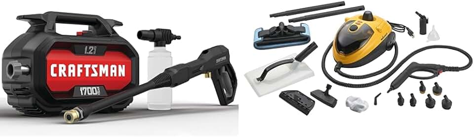 Craftsman Electric Pressure Washer, Cold Water, 1700-PSI, 1.2-GPM, Corded (CMEPW1700) & Wagner Spraytech 0282014 915e On-Demand Steam Cleaner & Wallpaper Removal