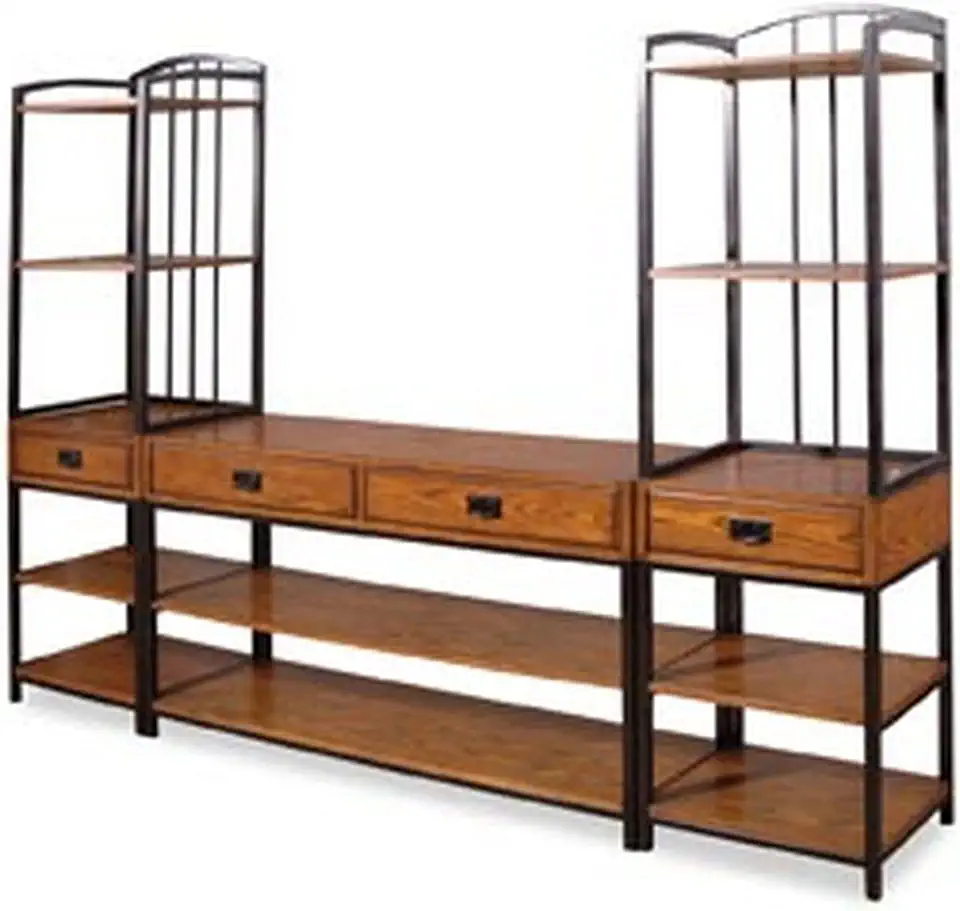 Modern Craftsman Distressed Oak 3Piece Entertainment Center by Home Styles