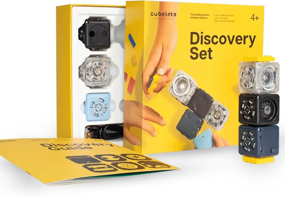 Modular Robotics Robot Blocks with 5 Robot Cubes - Discovery Set for Home Robotics Kit - STEM Kits for Teens & Kids Aged 4+ - Science Engineering Kits