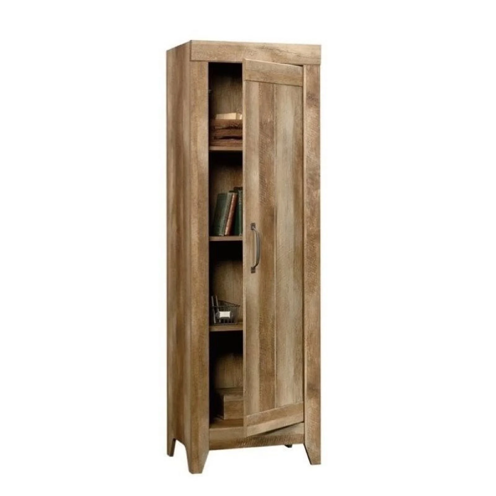 Pemberly Row Cottage Style Narrow Storage Cabinet with Door and Adjustable Shelves in Craftsman Oak