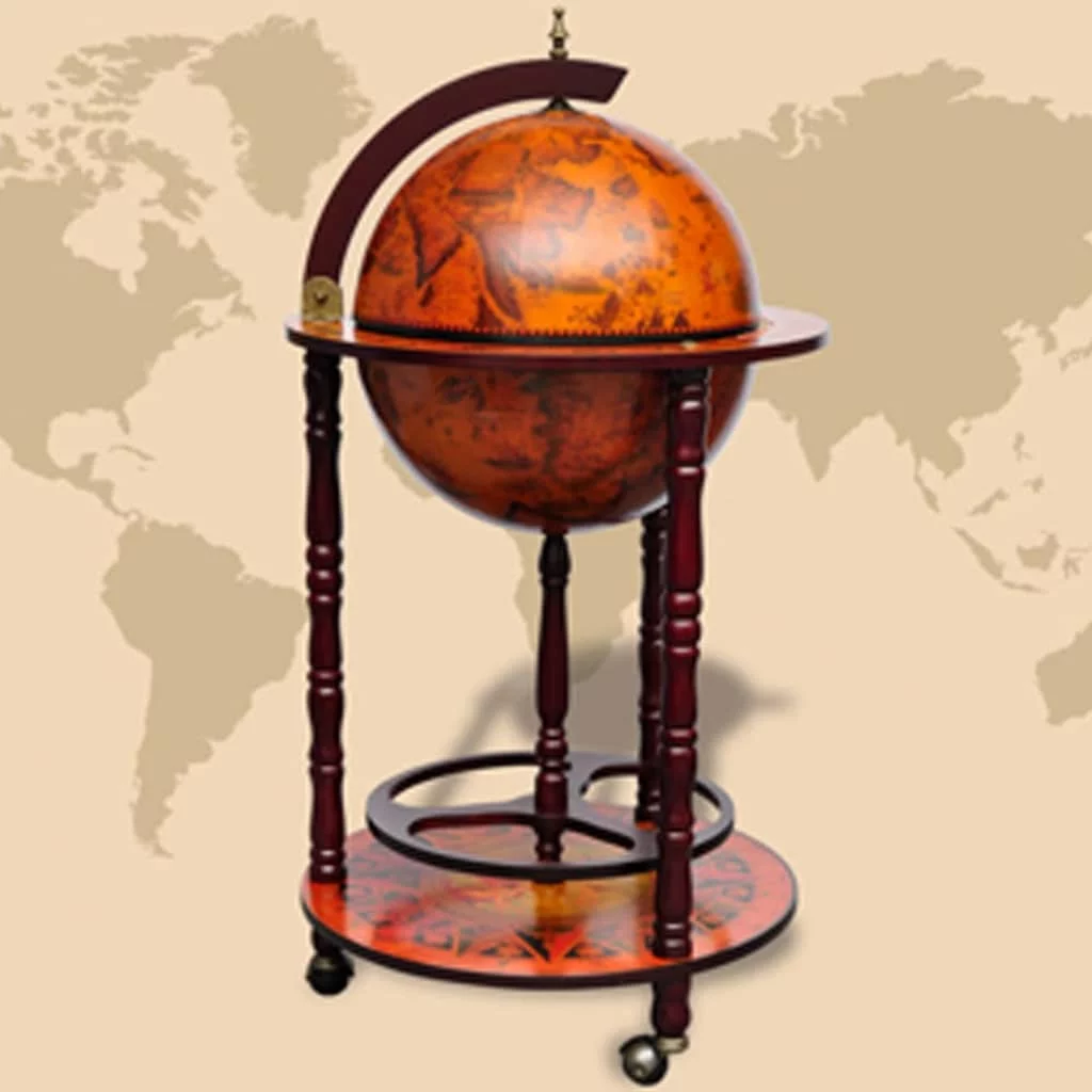 Eucalyptus Wood Globe Bar Wine Stand - Elegant Design, Ample Storage, Quality Craftsmanship - Perfect for Home Bars or Wine Enthusiasts