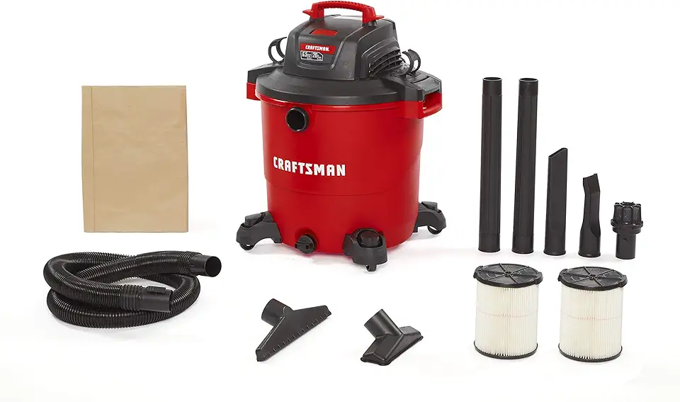 Craftsman CMXEVBE17596 20 Gallon 6.5 Peak HP Wet/Dry Vac, Heavy-Duty Shop Vacuum with Attachments and Additional General Purpose Filter