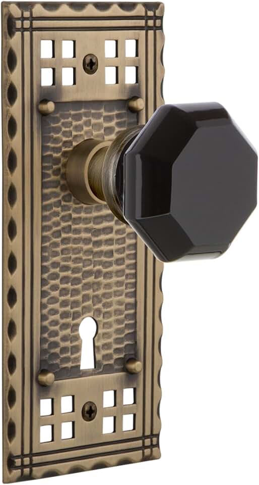 Nostalgic Warehouse Craftsman Plate with Keyhole Waldorf Black Door Knob, Privacy 2.375