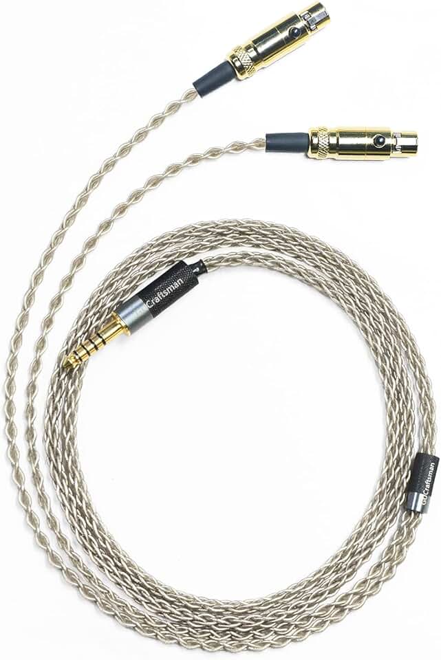 GUCraftsman 6N Single Crystal Silver Upgrade Headphones Cable 4Pin XLR/2.5mm/4.4mm Balanec Headphone Upgrade Cables for AUDEZE LCX-X LCD-XC LCD2 LCD3 LCD4 MEZE EMPYREAN MEZE Elite (4.4mm Plug)