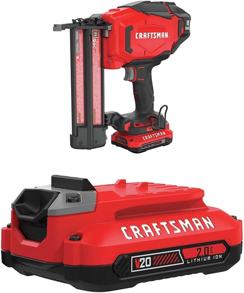 CRAFTSMAN V20 Cordless Finish Nailer Kit, 18GA with EXTRA Lithium Ion Battery, 2.0-Amp Hour (CMCN618C1 & CMCB202)