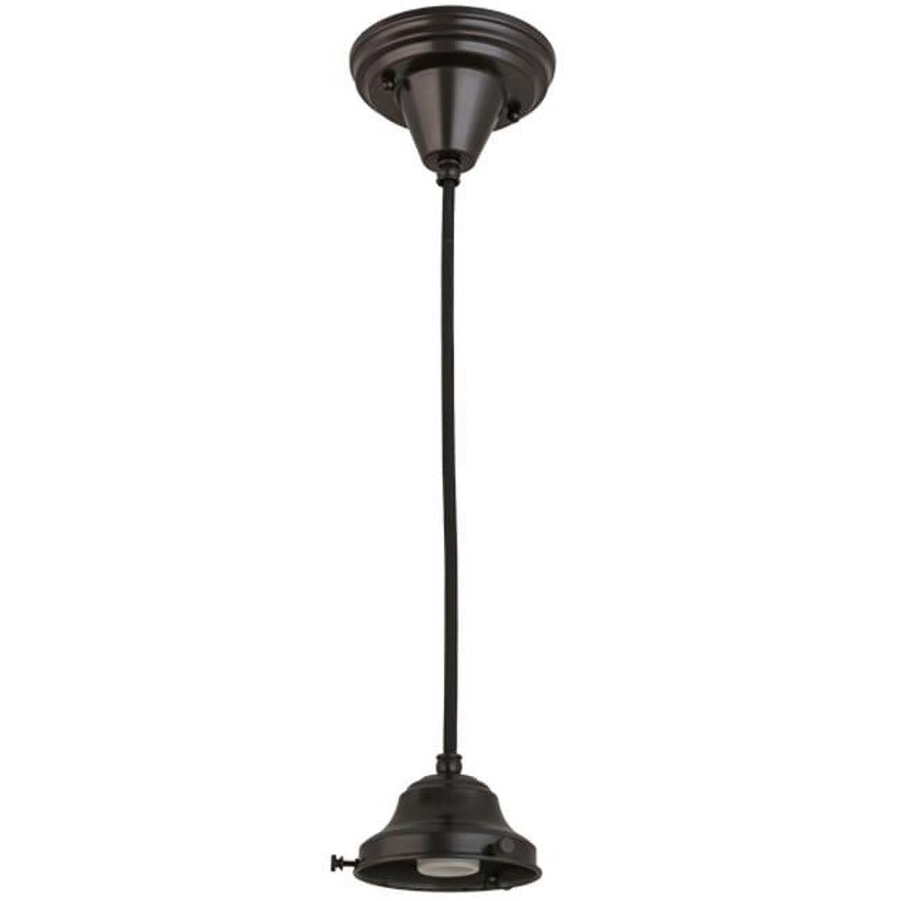Meyda  5 in. Craftsman Brown on Brass 1 Light Pendant Hardware - Black Cloth Cover Craftsman Brown