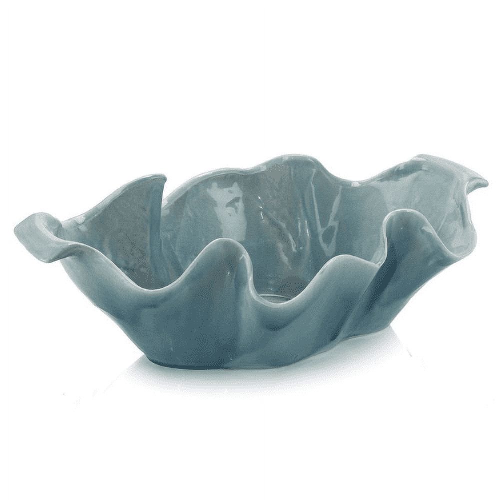 Aegean Sea Blue Bowl - Coastal Elegance, Artisan Craftsmanship - Large Decorative Centerpiece - 8.5