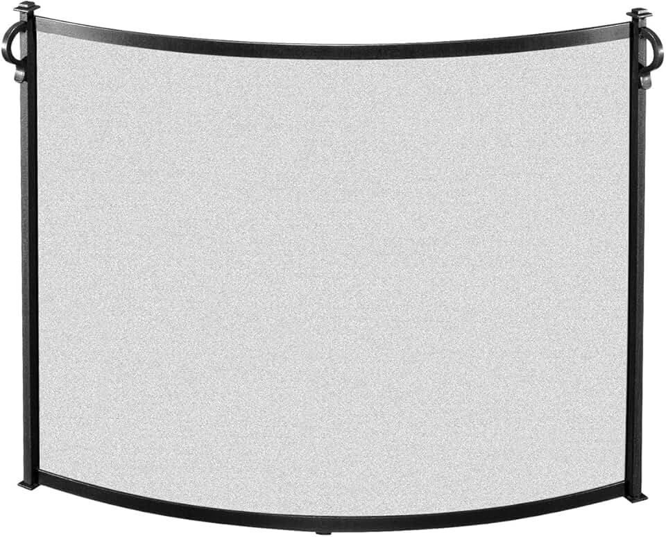 Pilgrim Home and Hearth Craftsman Bowed Fireplace Screen, Black