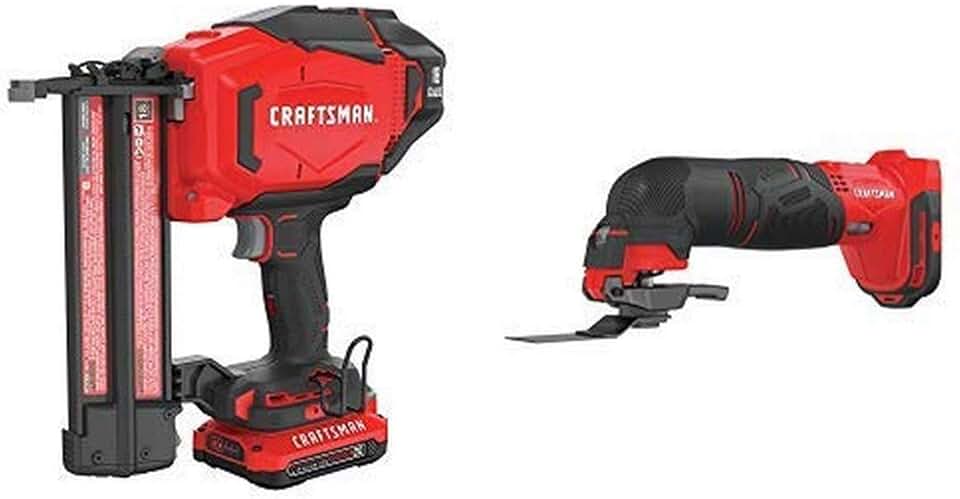 CRAFTSMAN V20 Cordless Finish Nailer Kit, 18GA with Oscillating Tool (CMCN618C1 & CMCE500B)