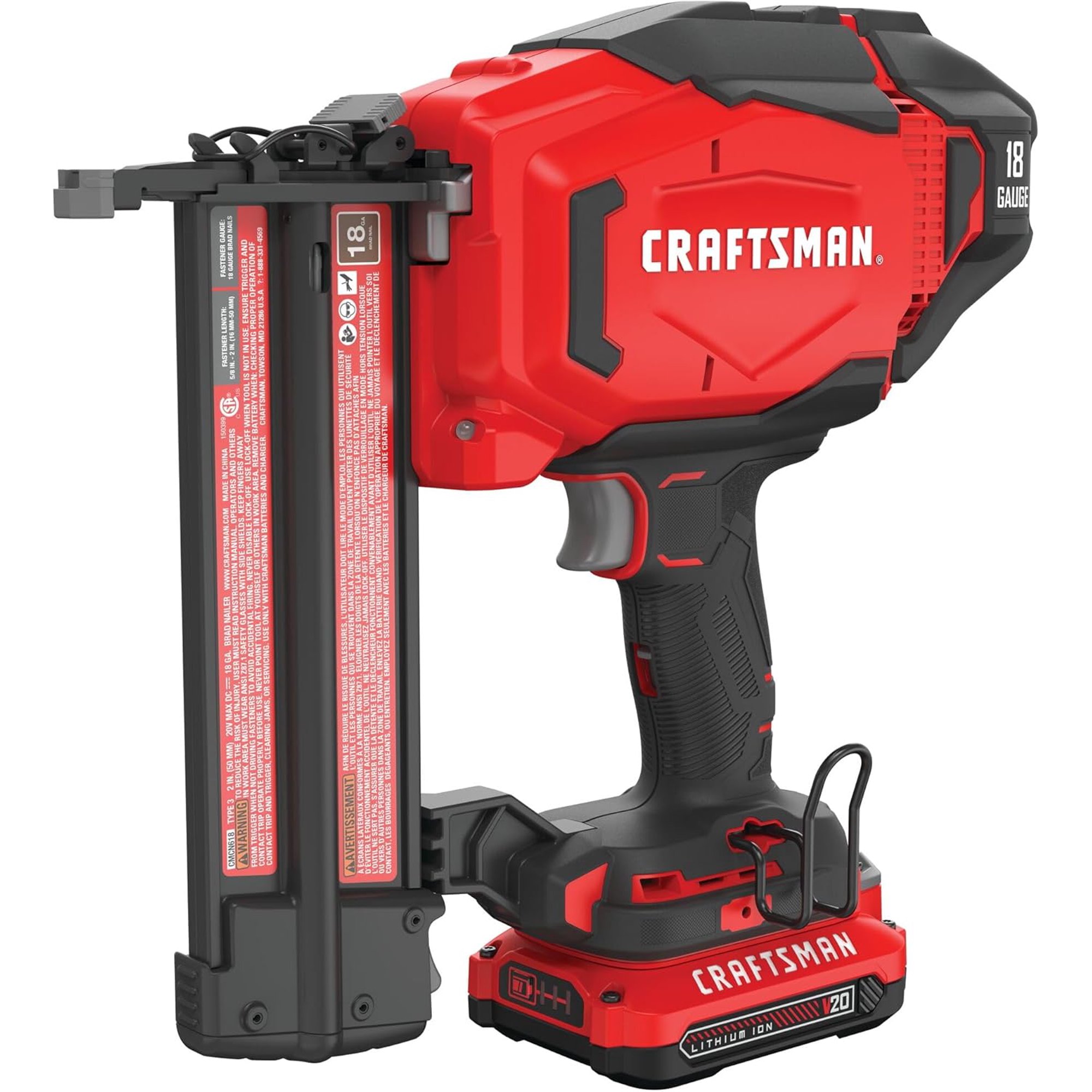 YOZIHAYL CRAFTSMAN V20 Cordless Brad Nailer  18 Gauge Nail Gun  with Battery and Charger (CMCN618C1)