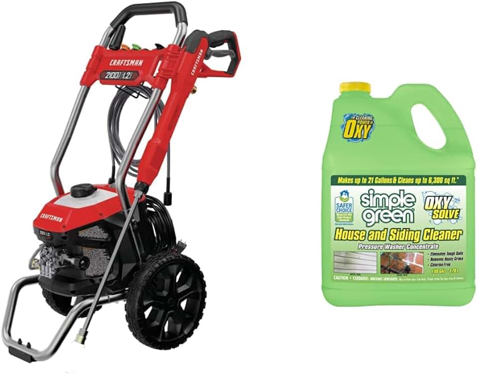 Craftsman Electric Pressure Washer (CMEPW2100) Bundle with Oxy Solve House and Siding Pressure Washer Cleaner