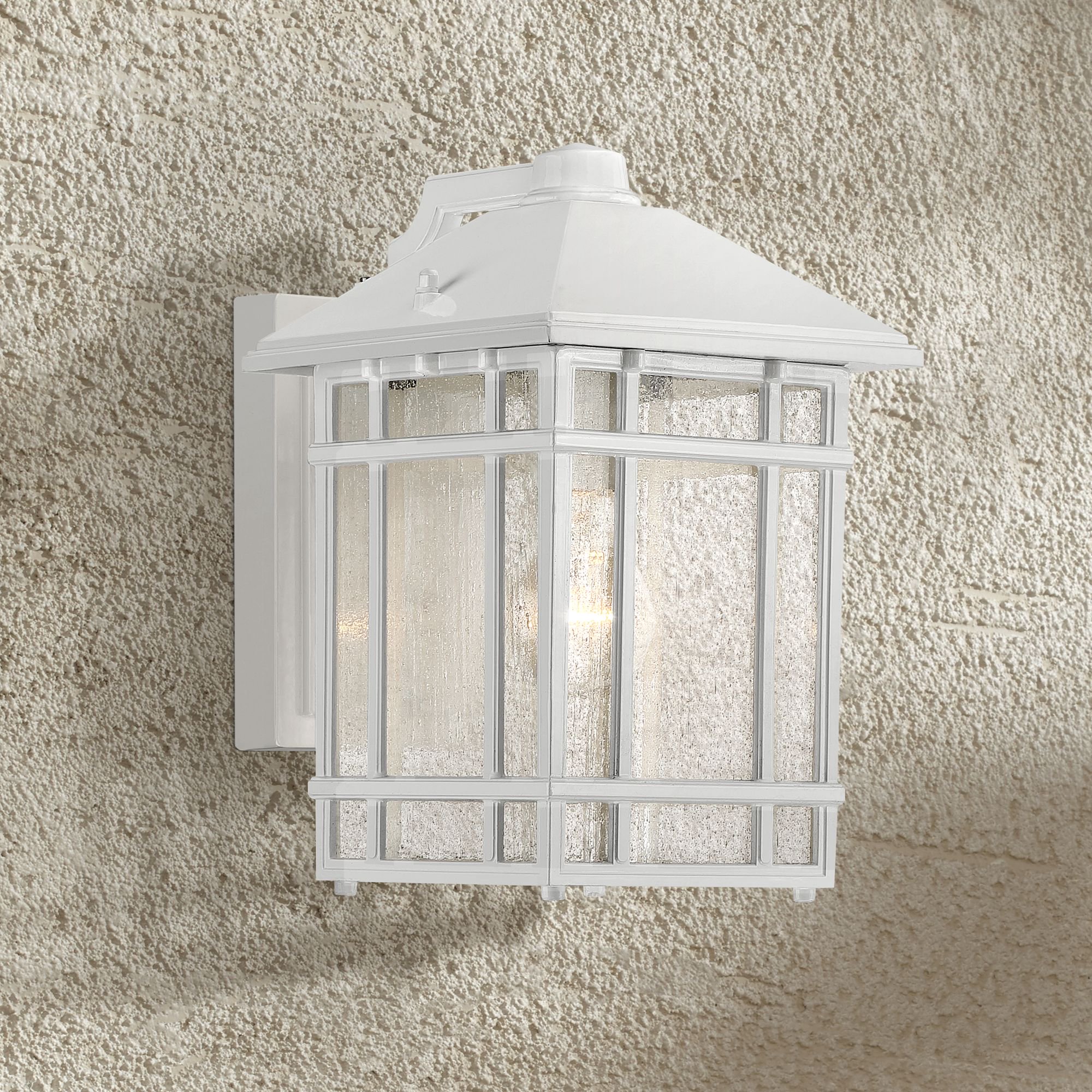 Kathy Ireland Sierra Craftsman Mission Outdoor Wall Light Fixture White Dusk to Dawn 11