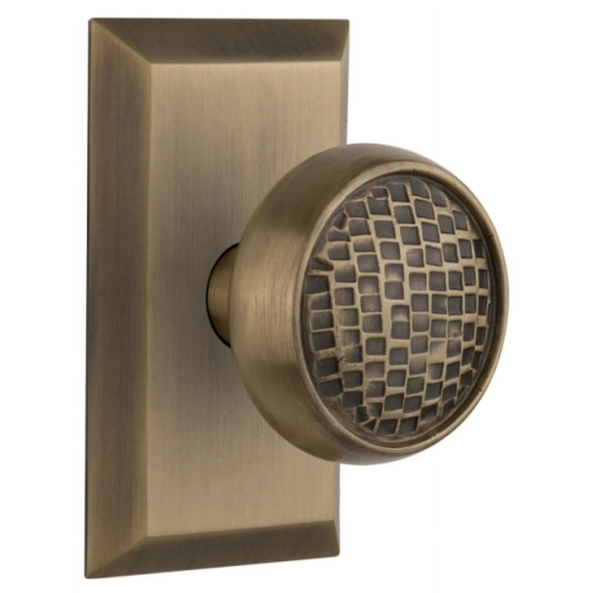 Nostalgic Warehouse Stucra_Prv_238_Nk Craftsman Solid Brass Privacy Door Knob Set