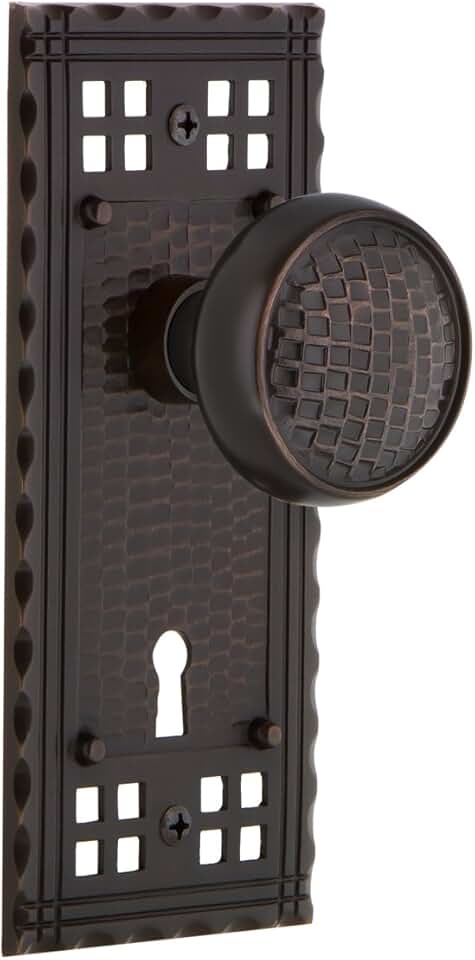Nostalgic Warehouse Craftsman Plate with Keyhole Passage Craftsman Door Knob in Timeless Bronze
