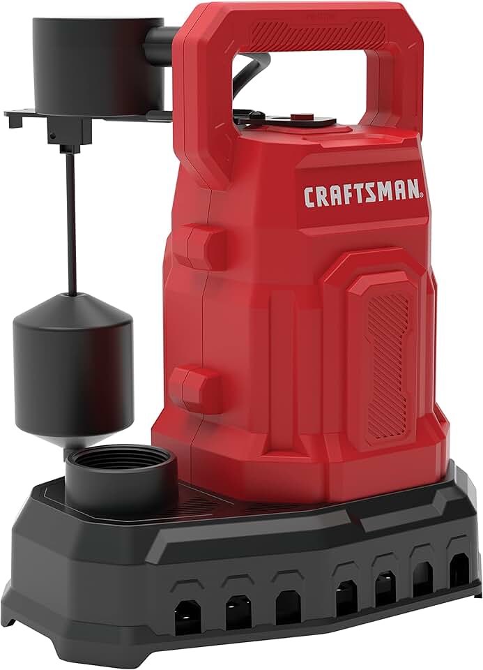 CRAFTSMAN 1/2 HP Auto Thermoplastic Submersible Sump Pump (Vert), Pumps up to 4000 GPH