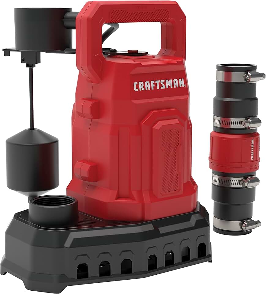 CRAFTSMAN 1/3 HP Auto Thermoplastic Sump Pump Kit with Check Valve (Vert), Pumps up to 3500 GPH