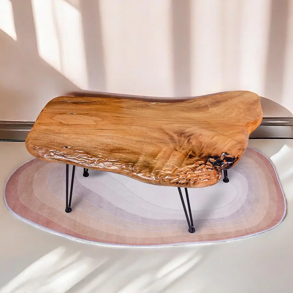 End Table with Epoxy Resin Craftsmanship and Natural Wood Finish - Perfect Accent Table for Bedroom and Living Room Decor