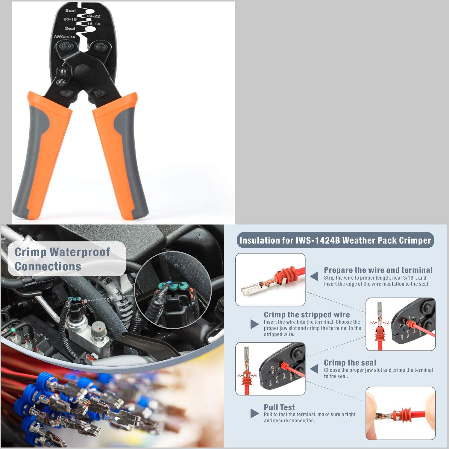 XGZHPJZ High-quality Durable Professional Grade IWISS Weather Pack Sealed Connector Crimping Tool for Automotive and Electrical Applications - Reliable Wire Crimper for Delphi Metri-Pack