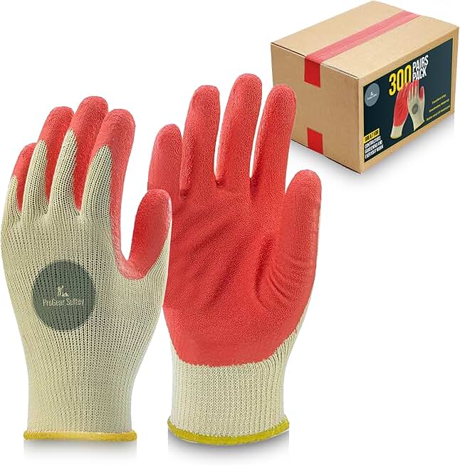 300 Pairs Red Palm Latex-Coated Work Gloves - Cotton/Polyester Shell - Korean Craftsmanship