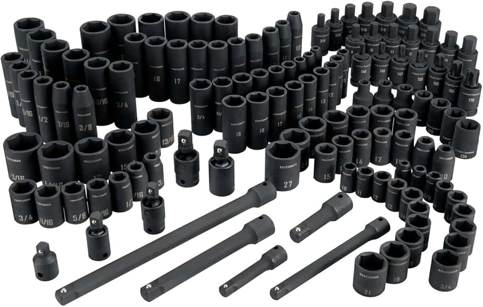 CRAFTSMAN Mechanic Tool Set, Impact Socket Set, SAE/Metric, 1/4