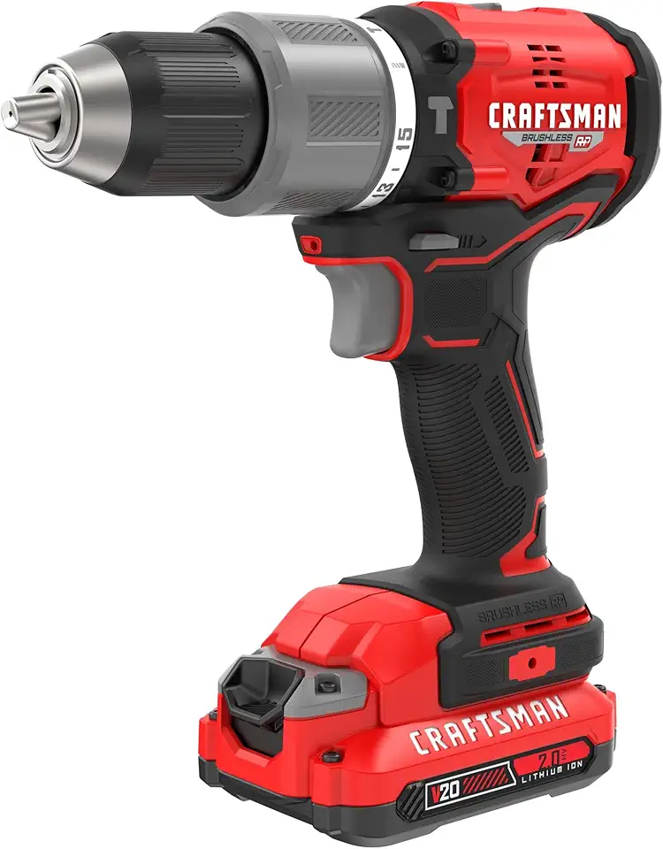 CRAFTSMAN V20 Cordless Hammer Drill Kit, 1/2 inch, 2 Batteries and Charger Included (CMCD732D2)