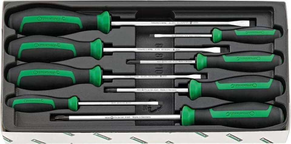 Stahlwille 96469215 DRALL+ Screwdriver Set - 8 Piece Set with Slotted and Cross-head Screwdrivers, Precision Craftsmanship, Made in Germany