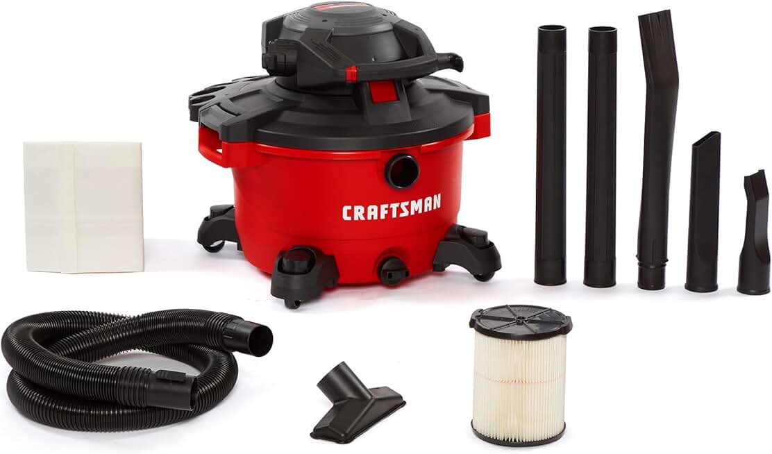 CRAFTSMAN CMXEVBE17606 12 Gallon 6 Peak HP Wet/Dry Vac with Detachable Leaf Blower, Portable Shop Vacuum with Attachments