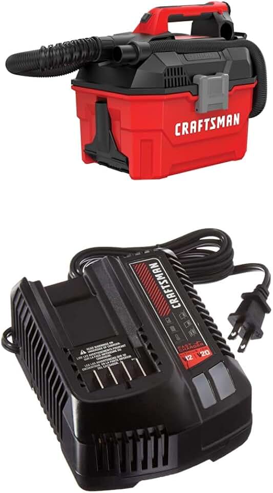 Craftsman V20 Cordless Shop Vac, 2 Gallon, Wet/Dry with Fast Charger, Battery Sold Separately (CMCV002B & CMCB104)