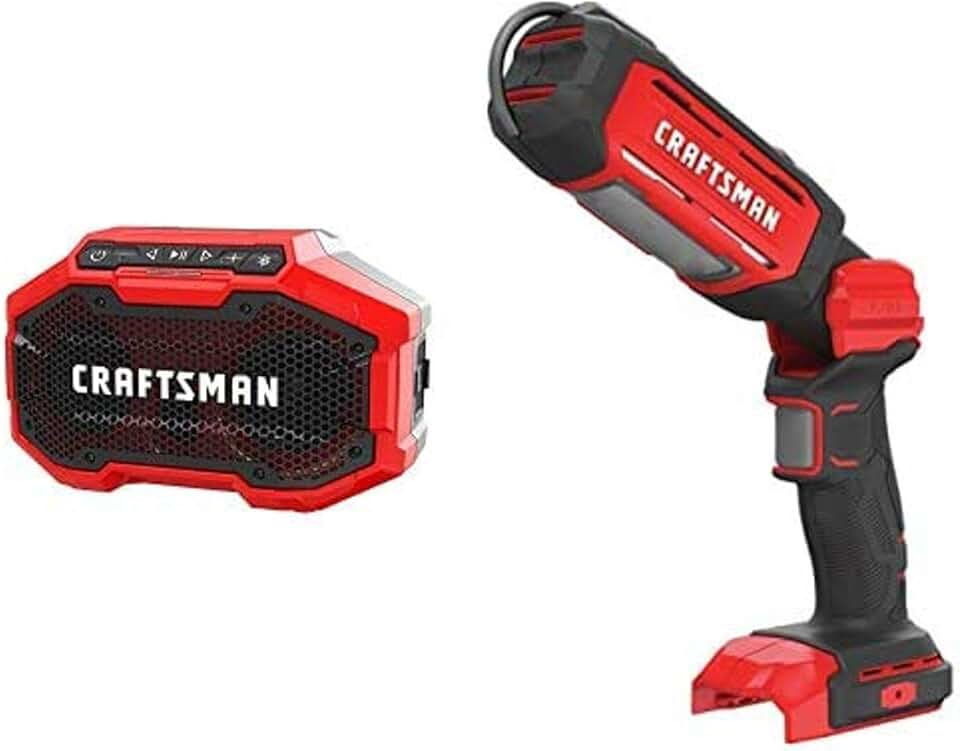 CRAFTSMAN V20 LED Work Light, Handheld with Bluetooth Speaker, Tools Only (CMCL050B & CMCR001B)