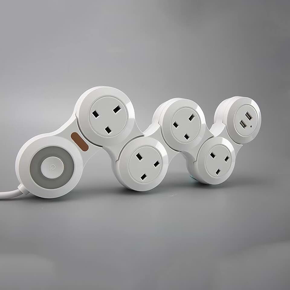 Multiple Power Strip UK Plugs Socket with USB Indicator Light Flexible ...